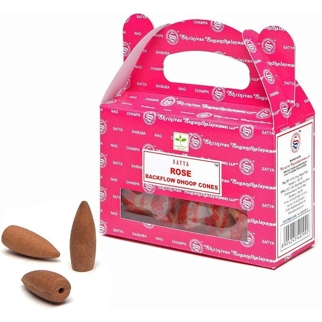 Rose Satya Backflow Dhoop Incense Cones (24 Pack) - Magick Magick.com