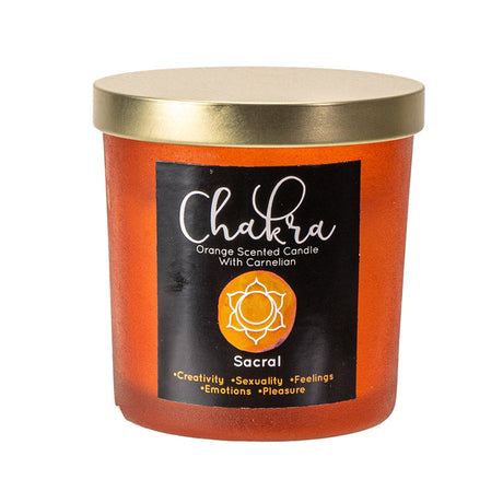 Sacral Chakra Orange Carnelian Crystal Candle - Magick Magick.com