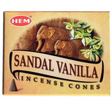 Sandal Vanilla HEM Cone Incense (10 Cones) - Magick Magick.com