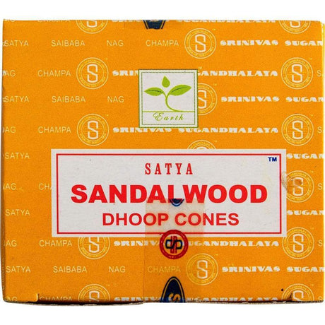 Sandalwood Satya Dhoop Incense Cones (12 Pack) - Magick Magick.com
