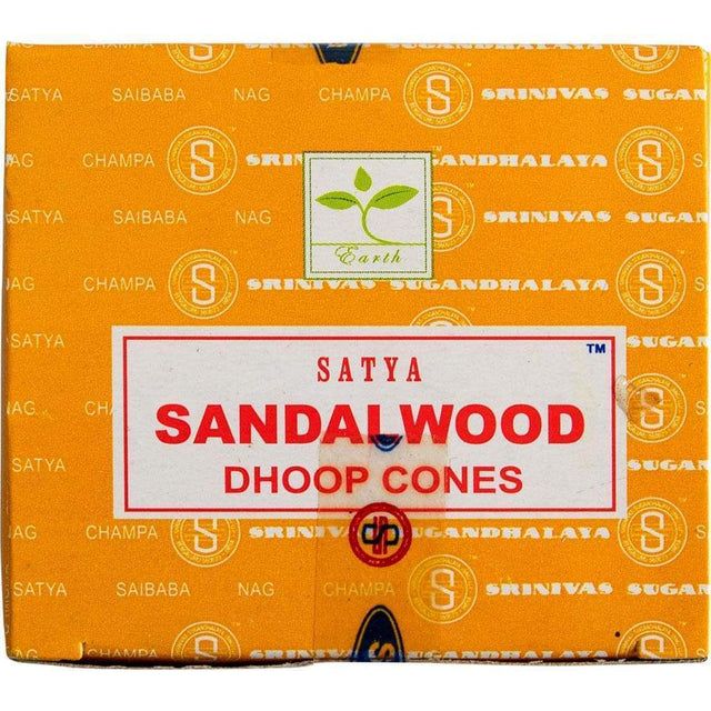 Sandalwood Satya Dhoop Incense Cones (12 Pack) - Magick Magick.com
