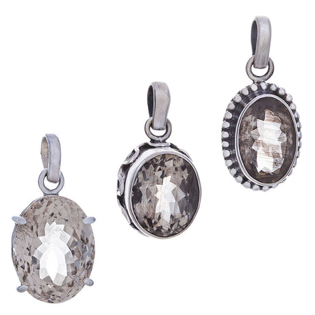 Scapiolite Oval Faceted Sterling Silver Pendant (Assorted Design) - Magick Magick.com
