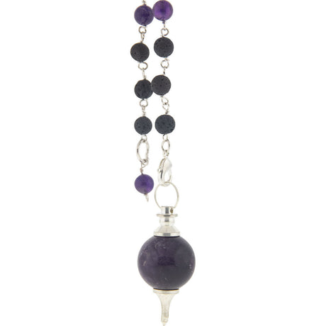Sephoroton Pendulum with Lava Beads - Amethyst - Magick Magick.com