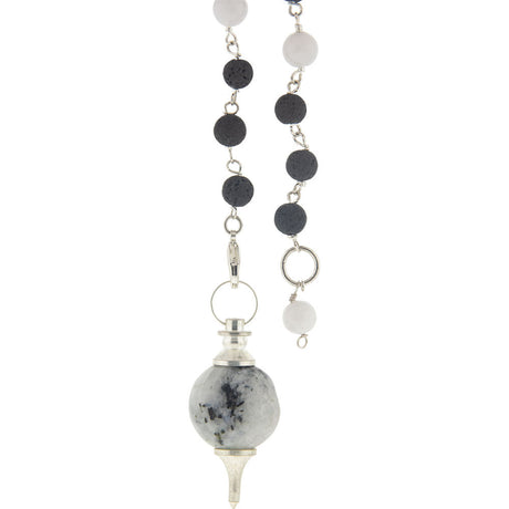 Sephoroton Pendulum with Lava Beads - Rainbow Moonstone - Magick Magick.com