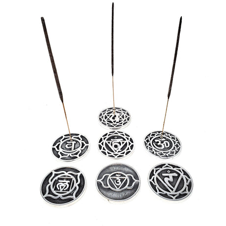 Seven Chakra Design Metal Incense Burner Set (Set of 7) - Magick Magick.com