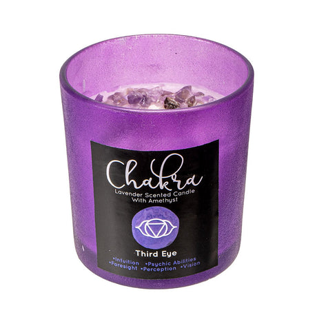 Third Eye Chakra Lavender Amethyst Crystal Candle - Magick Magick.com