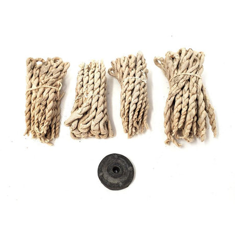 Tibetan Rope Incense with Burner - Natural Ayurvedic (80 Ropes) - Magick Magick.com