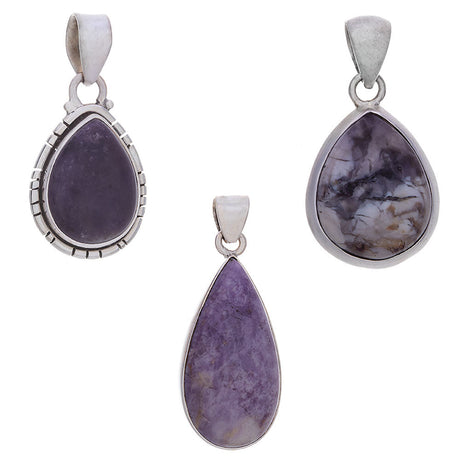 Tiffany Stone Teardrop Sterling Silver Pendant (Assorted Design) - Magick Magick.com