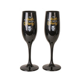 Til Death Do We Party Black Champagne Flutes (Set of 2) - Magick Magick.com