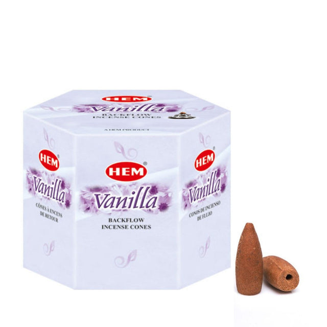 Vanilla HEM Backflow Incense Cones (40 Pack) - Magick Magick.com