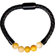 Vegan Leather Braided Bracelet with Magnetic Clasp - Yellow Quartz - Magick Magick.com