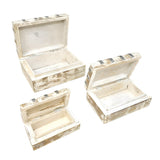 White Wash Rustic Wood & Metal Box Set of 3 (8", 6.5", 5.5" inch) - Magick Magick.com