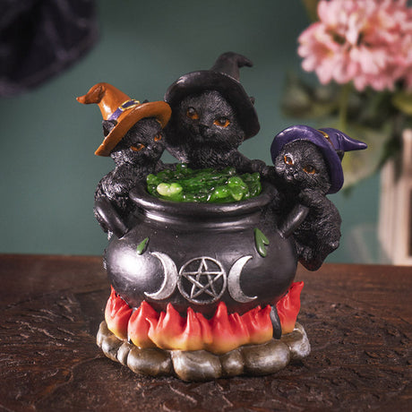 Wiccan Kittens with Cauldron Statue - Magick Magick.com