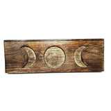 Wooden Tarot Card Holder with Triple Moon Design - Magick Magick.com