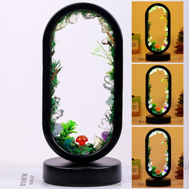 9" Oval Shaped Dimmable Gemstone Lamp - Mushroom Forest