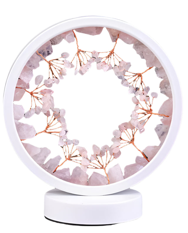 8" Round Dimmable Gemstone Lamp - Rose Quartz