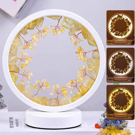 8" Round Dimmable Gemstone Lamp - Citrine