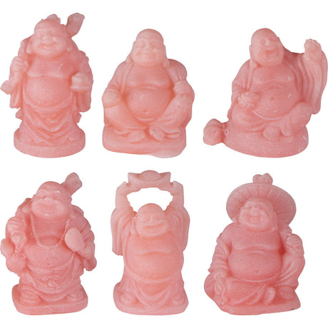1" Frosted Acrylic Feng Shui Figurines - Buddha Pink (Set of 6) - Magick Magick.com