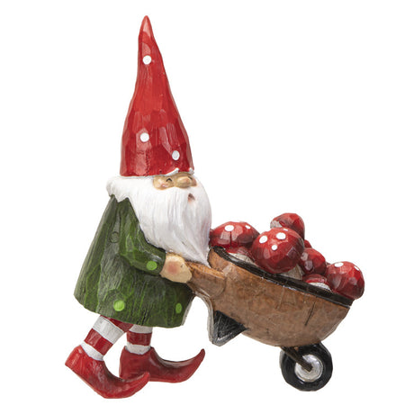 10" Gnome Statue - Gnome Pushing Wheelbarrow - Magick Magick.com