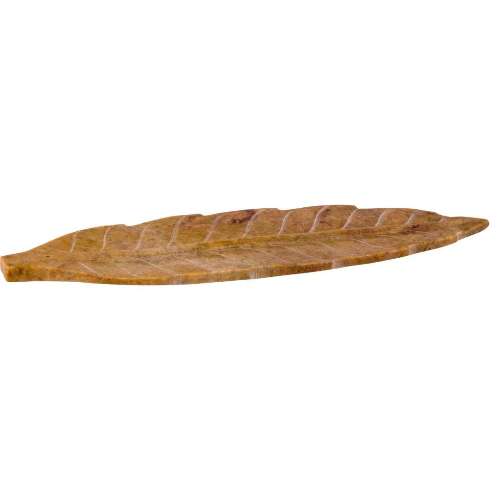 10" Natural Soapstone Incense Holder - Carved Leaf - Magick Magick.com