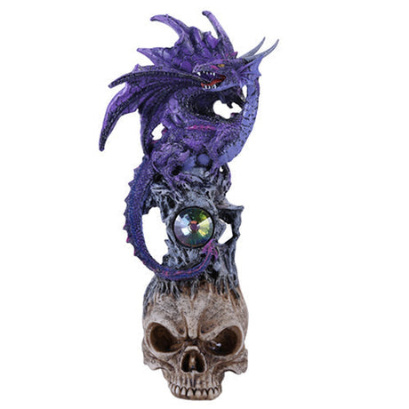 10" Purple Dragon on Skull Statue - Magick Magick.com