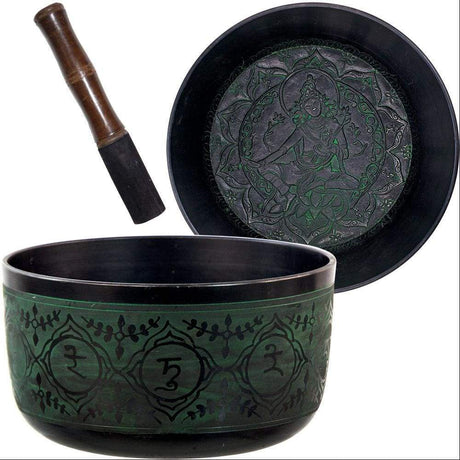 10" Singing Bowl Rounded - Green Tara - Magick Magick.com