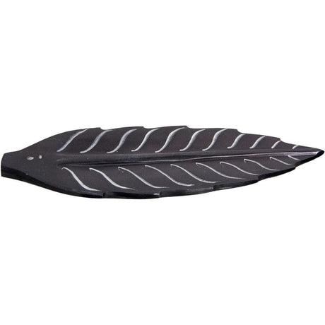 10" Soapstone Incense Holder - Carved Leaf - Black - Magick Magick.com