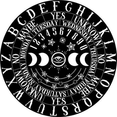 10" Wooden Pendulum Board - Moon Phases - Black - Magick Magick.com