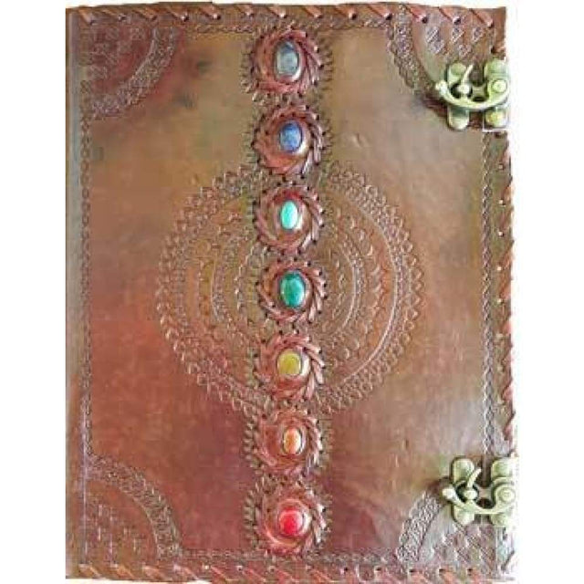 10" x 13" Chakra Leather Blank Book with Latch - Magick Magick.com
