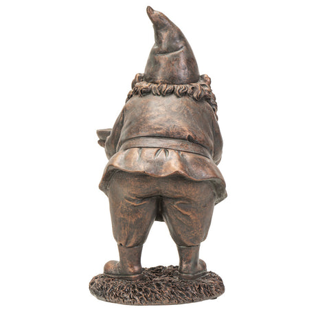 10.2" Gnome Statue - Bronze Gnome with Plate - Magick Magick.com