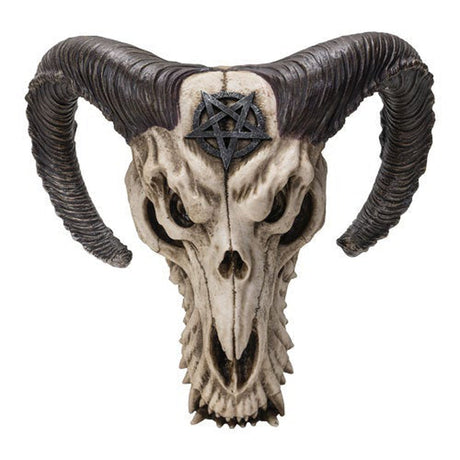 10.5" Ram Skull with Pentagram Wall Statue - Magick Magick.com