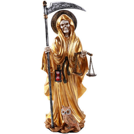 10.5" Santa Muerte Skeleton Statue - Gold - Magick Magick.com