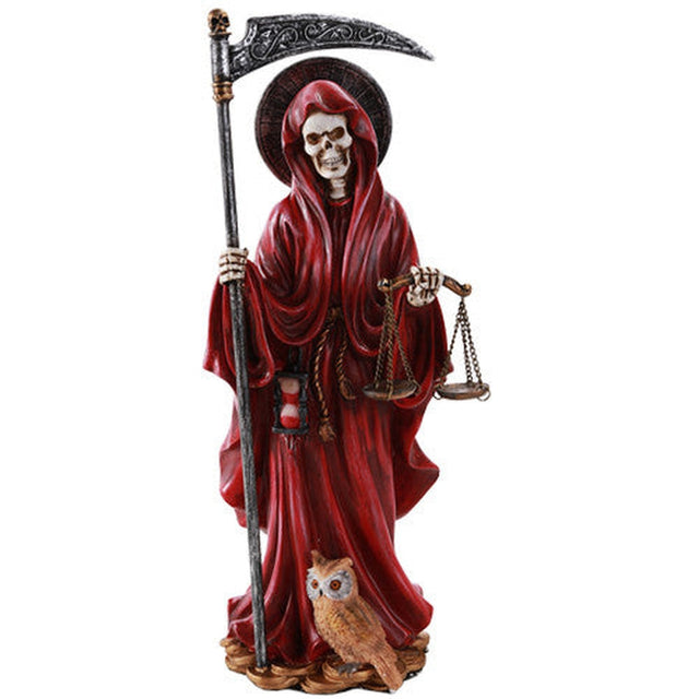 10.5" Santa Muerte Skeleton Statue - Red - Magick Magick.com