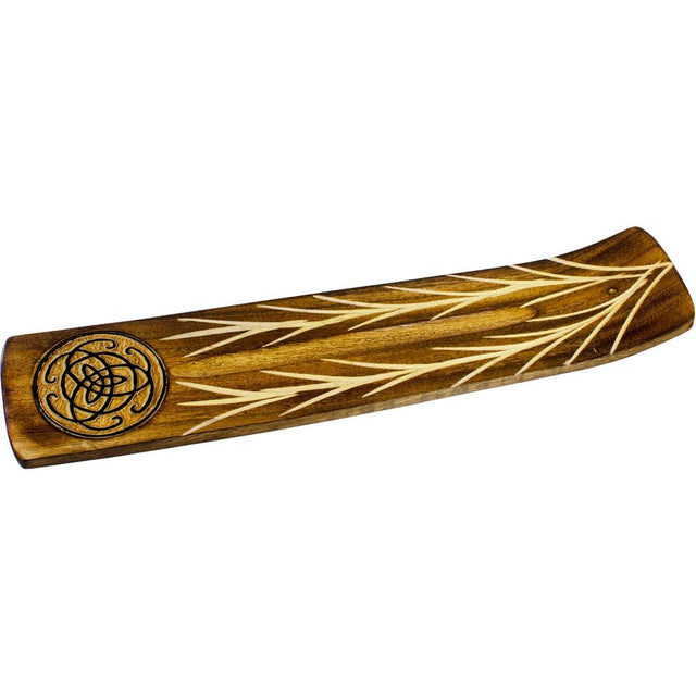 10.5" Wide Engraved Wood Incense Holder - Celtic - Magick Magick.com