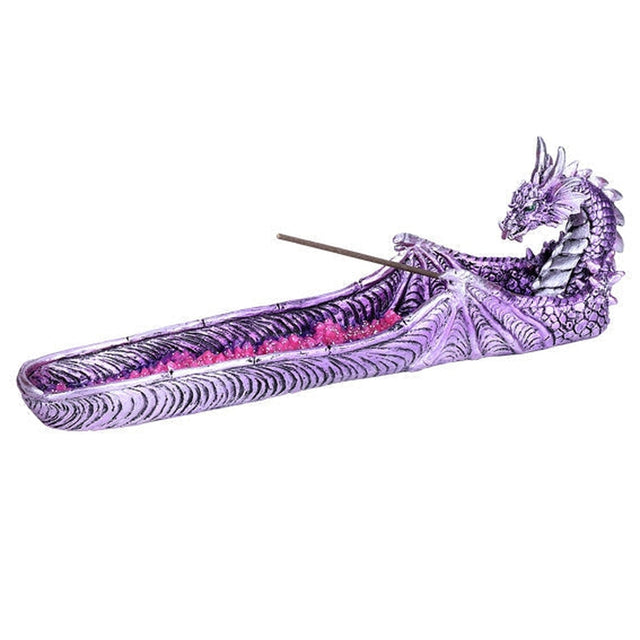 10.7" Purple Dragon Wings Stick Incense Burner - Magick Magick.com