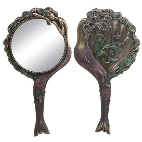 10.75" Bronze Mermaid Hand Mirror - Magick Magick.com