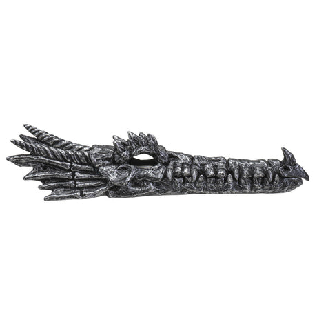10.8" Dragon Skull Silver Stick Incense Holder - Magick Magick.com