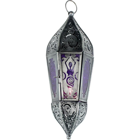 11" Glass & Metal Lantern - Goddess Purple - Magick Magick.com