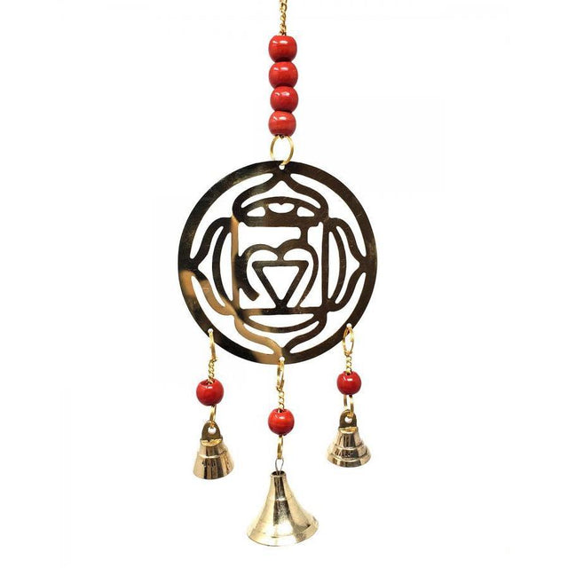 11" Red Chakra (Root Chakra) Brass Wind Chime - Magick Magick.com