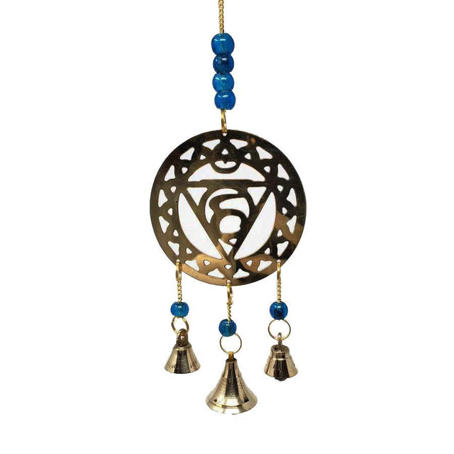 11" Sea Blue Chakra (Throat Chakra) Brass Wind Chime - Magick Magick.com