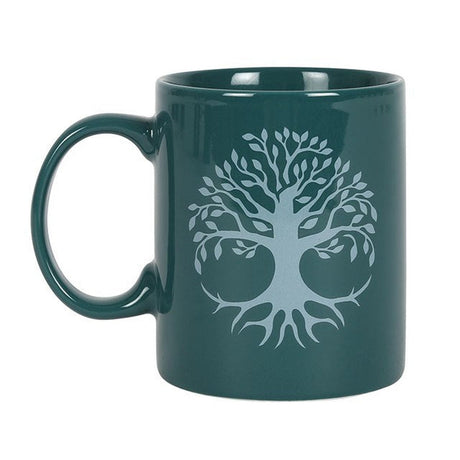 11 oz Green Ceramic Mug - Tree of Life - Magick Magick.com
