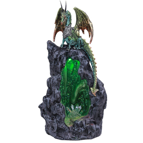 11.4" Green Dragon Cave Backflow Incense Burner with LED Light - Magick Magick.com