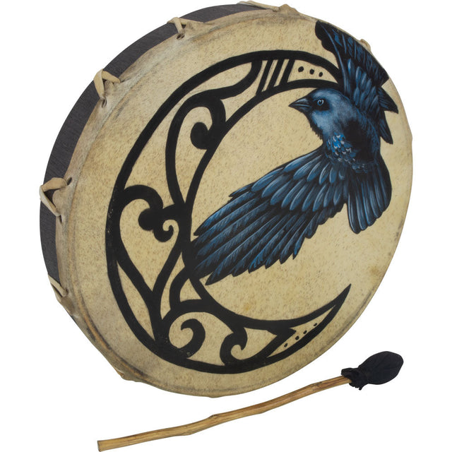 12" Ceremonial Drum - Moon & Raven - Magick Magick.com