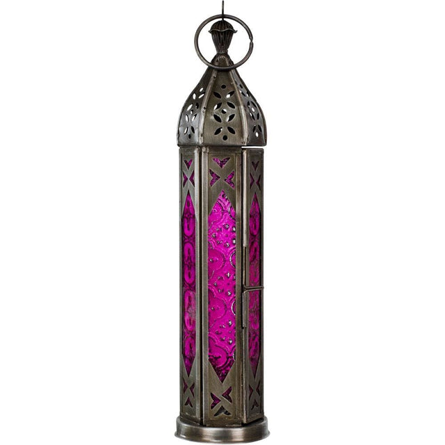 12" Glass & Metal Lantern - Tower Pink & Clear - Magick Magick.com