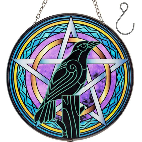 12" Glass Suncatcher - Raven - Magick Magick.com