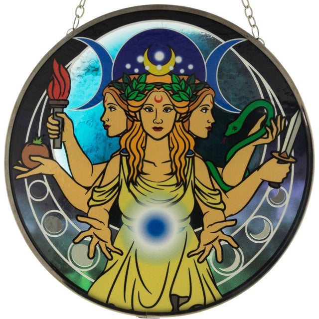12" Glass Suncatcher - Triple Moon Goddess - Magick Magick.com