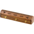 12" OM Brass Inlay Wood Incense Box Burner with Storage - Magick Magick.com