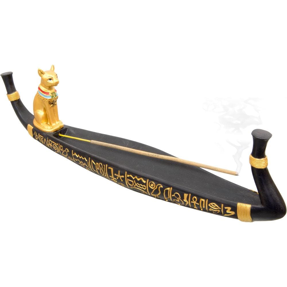 12" Polyresin Incense Holder - Bastet Cat - Magick Magick.com