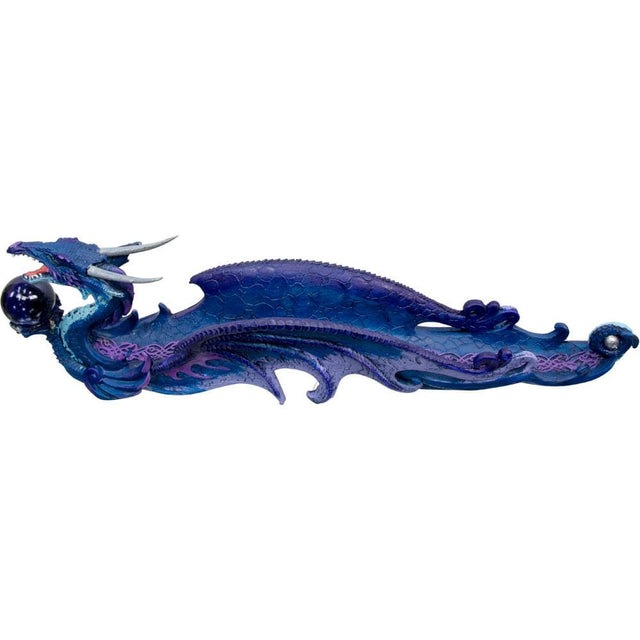 12" Polyresin Incense Holder - Purple Dragon with Sphere - Magick Magick.com