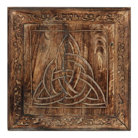 12" Wood Altar Table - Triquetra - Magick Magick.com